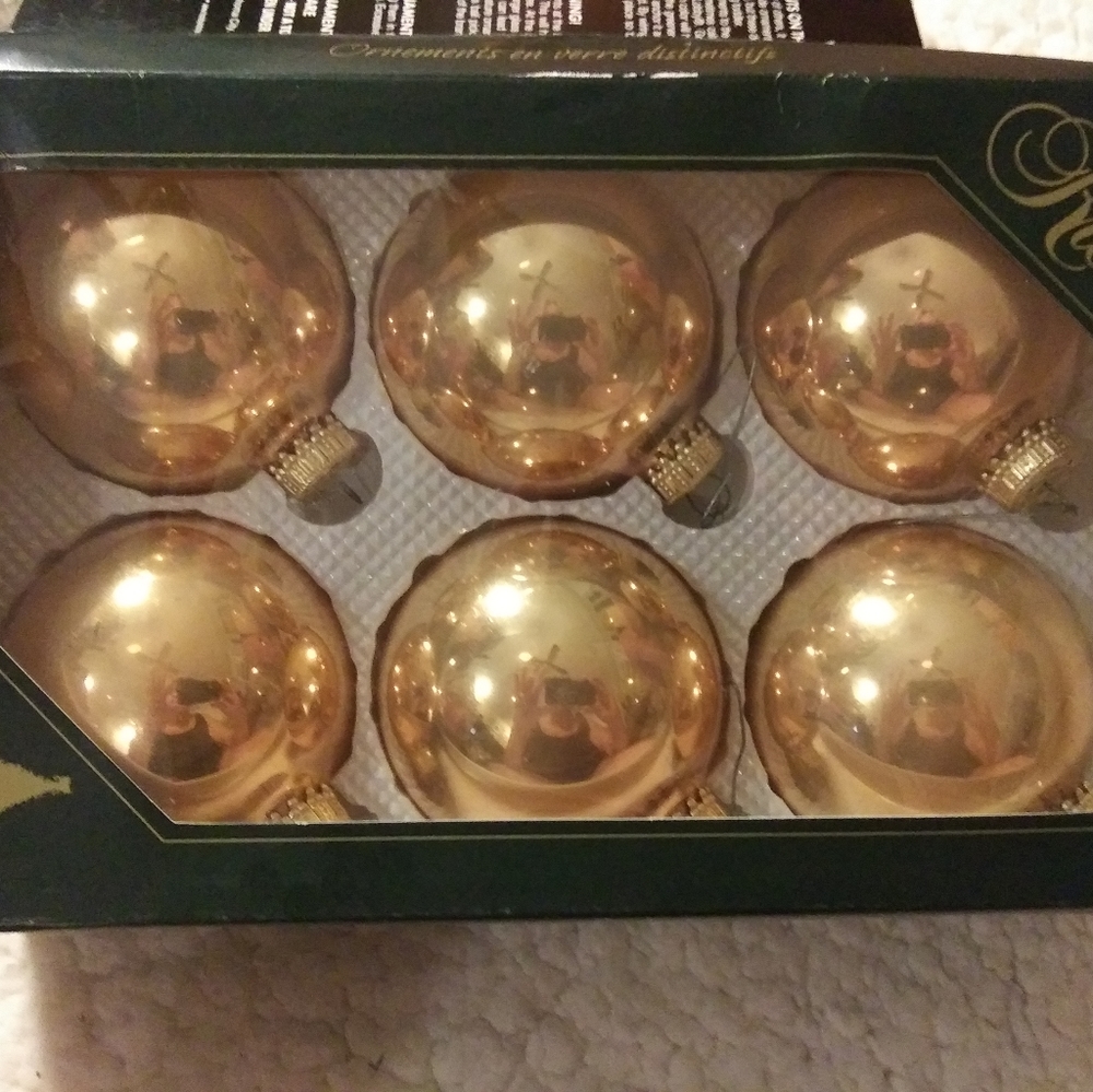 Gold Holiday Ornaments Set